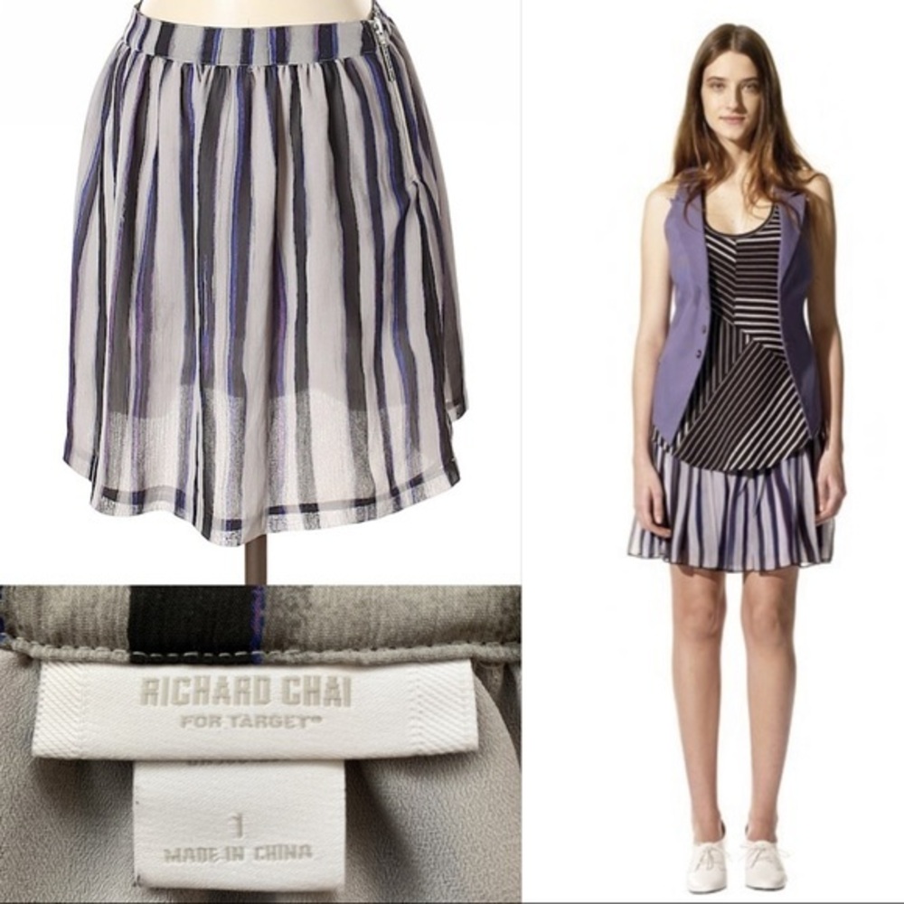 Richard Chai Crinkle Georgette Paintbrush Skirt 1